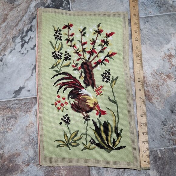 Handmade Finished Pair Completed Cross Stitch Rooster Hen Chicken Embroidery Unf - Picture 5 of 16